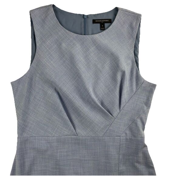 Banana Republic Chambray Sheath Dress Sleeveless Round Neck Light Blue-12 - Picture 6 of 16